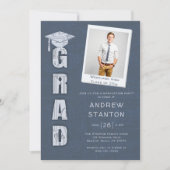 Invitation Boy High School Graduation Science Tech Grey Photo (Devant)
