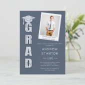 Invitation Boy High School Graduation Science Tech Grey Photo (Debout devant)