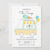 Invitation Boy Ice Cream Camion Voici la Scoop Birthday (Devant)