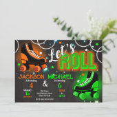 Invitation Boy Joint Roller Skating Birthday Party Neon Glow (Debout devant)