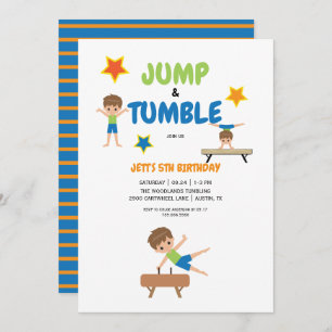 Invitation Boy Jump & Tumble Gymnastique Anniversaire
