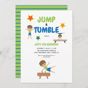 Invitation Boy Jump Tumble Gymnastique Anniversaire
