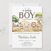 Invitation Boy Jungle Safari Animaux Baby shower (Devant)
