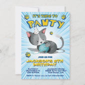Invitation Boy Kitty Chat Anniversaire Pawty Party (Devant)
