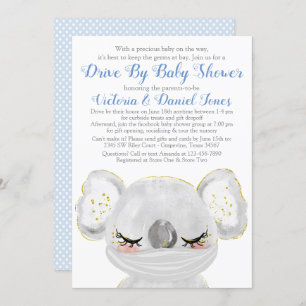 Invitation Boy Koala avec Mask Drive By Baby shower