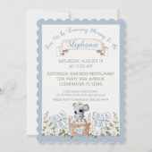 Invitation Boy Koala Blue Hot Air Balloon Floral Aquarelle (Dos)