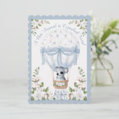 Invitation Boy Koala Blue Hot Air Balloon Floral Aquarelle (Debout devant)