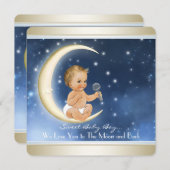 Invitation Boy Moon et Baby shower arrière (Devant / Derrière)