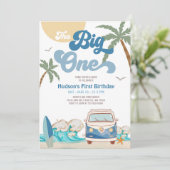 Invitation Boy Navy The Big One Surfing 1st Birthday Party (Debout devant)