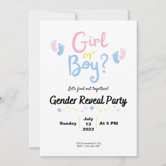 Invitation Boy or Girl? Gender Reveal (Devant)
