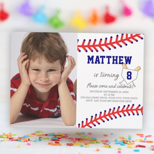 Invitation Boy Photo Sports Party Baseball Anniversaire