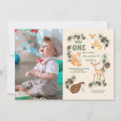 Invitation Boy Photo Woodland Animaux 1er anniversaire (Devant)