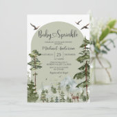 Invitation Boy Pine Tree Forest Mountain Baby Sprinkle (Debout devant)