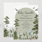 Invitation Boy Pine Tree Forest Mountain Baby Sprinkle (Devant / Derrière)
