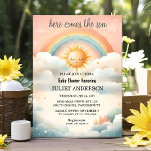 Invitation Boy Pink unique Sky Cloud Baby shower soleil