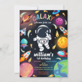 Invitation Boy Planet Alien Stars Galaxie spatiale 1er annive (Devant)