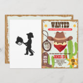 Invitation Boy Playing Cowboy - Choisir la couleur arrière -  (Devant / Derrière)