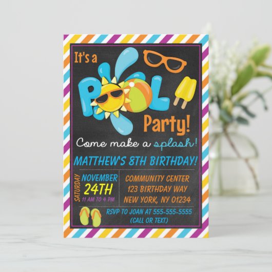 Invitation Boy Pool Anniversaire (Debout devant)