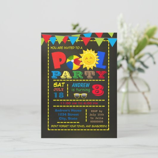 Invitation Boy Pool Anniversaire (Debout devant)
