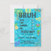 Invitation Boy Pool Beach Anniversaire, lueur néon, entrez. (Devant)