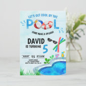 Invitation Boy Pool Party Anniversaire Cool au bord de la pis (Debout devant)