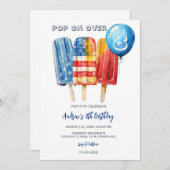 Invitation Boy Popsicle 8e anniversaire pour la fête d'été (Devant / Derrière)