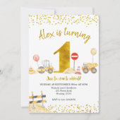 Invitation Boy Premier anniversaire Construction Anniversaire (Devant)