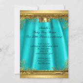 Invitation Boy Prince Baby shower Aqua Turquoise Brunette béb (Dos)