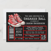 Invitation Boy Red Black Basket Ball fête d'anniversaire (Devant)