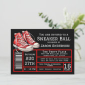 Invitation Boy Red Black Basket Ball fête d'anniversaire (Debout devant)