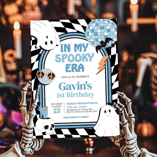 Invitation Boy Retro Ghost Halloween Anniversaire