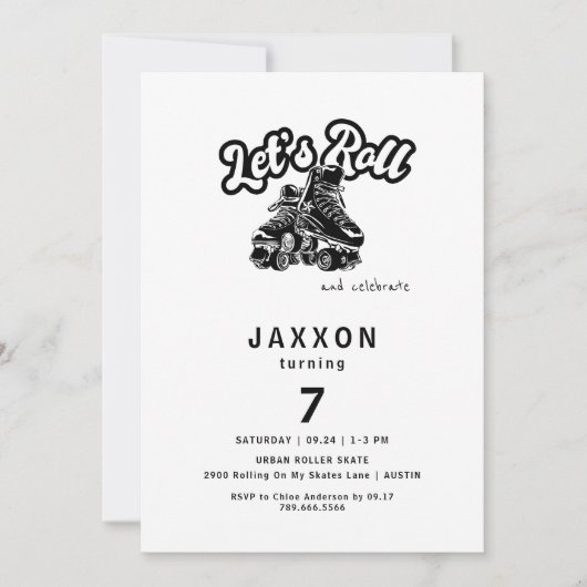 Invitation Boy Roller Sking fête d'anniversaire (Devant)