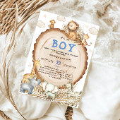 Invitation Boy Rustic Boho Safari Animaux Baby shower