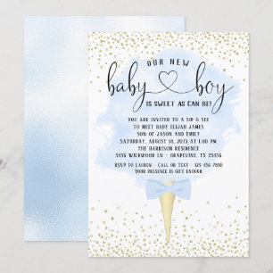 Invitation Boy Sip et voir le Baby shower de bonbons de coton