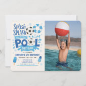 Invitation Boy Soccer Pool Party Anniversaire Photo Invitatio (Devant)