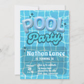 Invitation Boy Summer Blue Pool Birthday Party (Devant)