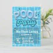 Invitation Boy Summer Blue Pool Birthday Party (Debout devant)