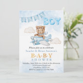 Invitation Boy Teddy Bear Baby shower d'avion (Debout devant)