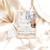 Invitation Boy Teddy Bear Blue Hot Air Balloon Baby shower