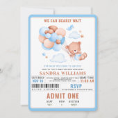 Invitation Boy Teddy Bear “We Can Bearly Wait” Baby Shower (Devant)