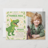 Invitation Boy Three-Rex Dinosaur Birthday Photo (Devant)