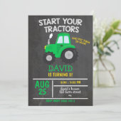 Invitation Boy Tractor fête d'anniversaire (Debout devant)