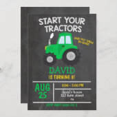 Invitation Boy Tractor fête d'anniversaire (Devant / Derrière)