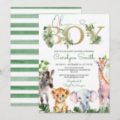 Invitation Boy Tropical Jungle Safari Animaux Baby shower (Devant / Derrière)