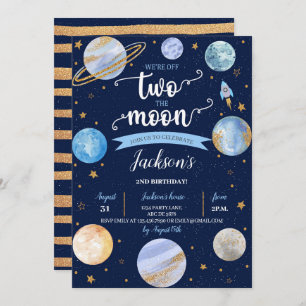 Invitation Boy Two The Moon Space Anniversaire