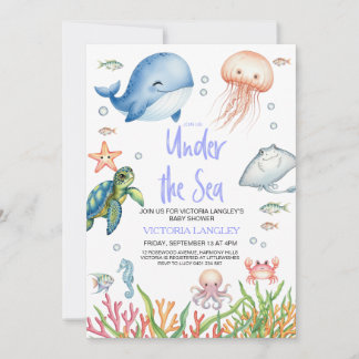 Invitation Boy Under The Sea Ocean Animals Baby Shower