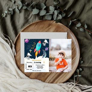 Invitation Boy vaisseau planète espace fête d'anniversaire