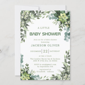 Invitation Boy Watercolor Baby shower de bois