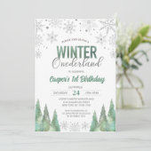 Invitation Boy Winter Onederland Snowflakes Premier anniversa (Debout devant)