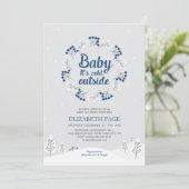 Invitation Boy Winter Wonderland Baby shower, Navy Blue (Debout devant)
